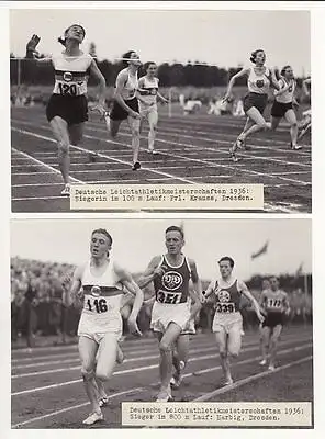 Original Sportfotografie 1936 Rudolf Harbig & Käthe Krauß Leichtathletik Lauf AA 0