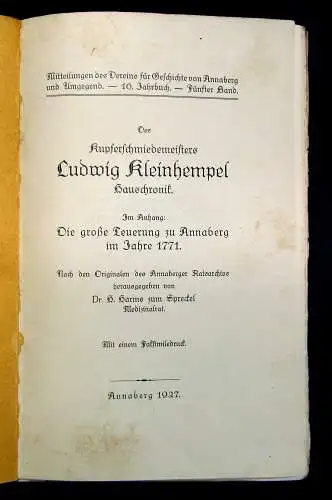 Mitteilungen des Vereins für Geschichte von Annaberg und Umgegend 5.Bd. 1927 mb