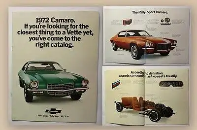 Werbeprospekt Broschüre Camaro S2 Z28 Auto Sportwagen Oldtimer Chevrolet 1972 xz