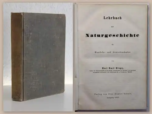 Karl Emil Kluge Lehrbuch der Naturgeschichte 1857 Mineralogie Botanik Zoologie