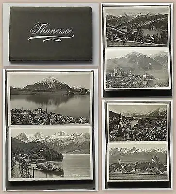 Leporello Thunersee Schweiz 10 fotografisch Postkarten Ansichtskarten um 1900 xz