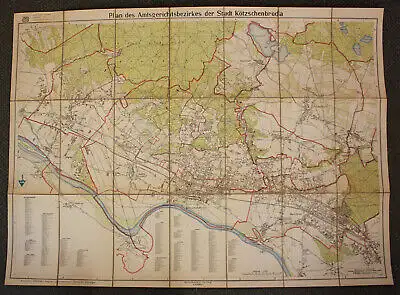Original lithographische Karte Kötzschenbroda um 1920 Landeskunde Geografie sf
