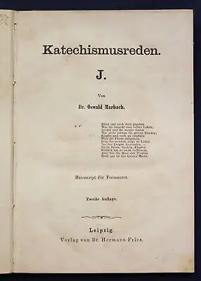 Marbach Katechismusreden 1861Geschichte Religion Glauben Gesellschaft sf