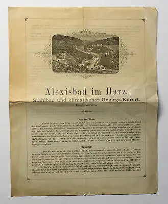 Orig Prospekt Alexisbad im Harz um 1880 Selketal Sachsen-Anhalt Harzgerode xz