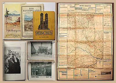 Konvolut 2 Original Prospkete Reiseführer & 1 Karte Bayern & München um 1930 xz
