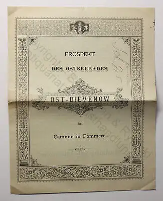 Original Prospekt Ostseebad Ost-Dievenow Cammin Pommern um 1885 Polen Dziwnów xz