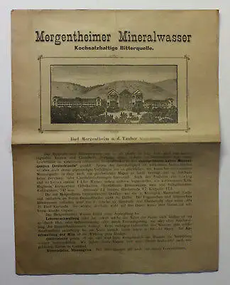 Original Prospekt Mergentheimer Mineralwasser Tauber Baden-Württemberg um 1885