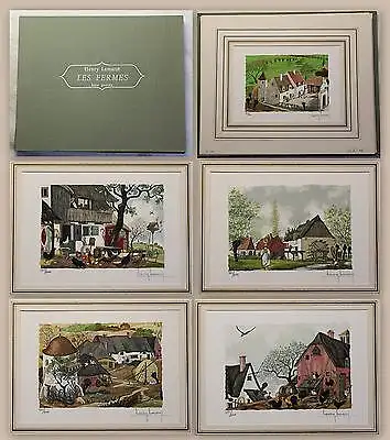 Henry Lemarié Les Fermes bois graves 5 Farbholzstiche Miniaturen in Mappe xz