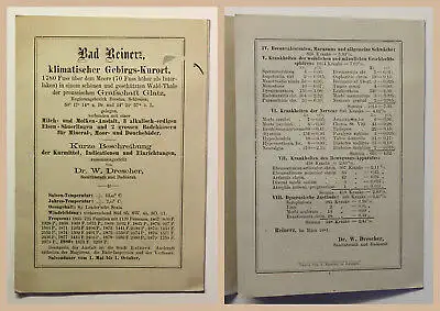 Original Prospekt Bad Reinerz Kurort Glatz Schlesien um 1880 Duszniki-Zdrój xz