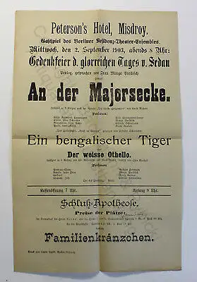Original Theaterplakat Poster Peterson's Hotel Misdroy An der Majorsecke 1903 xz