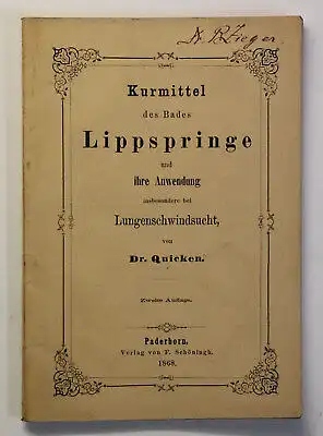 Original Prospekt Kurmittel des Bades Lippspringe 1868 NRW Teutoburger Wald xz