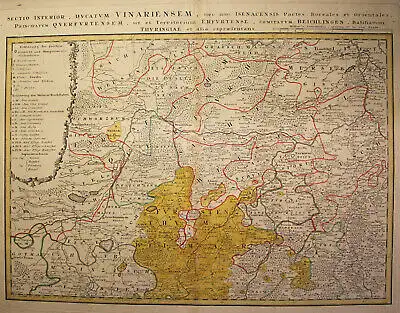 Kupferstichkarte von Zollmann Thüringen-Herzogtum Sachsen-Weimar 1747 sf