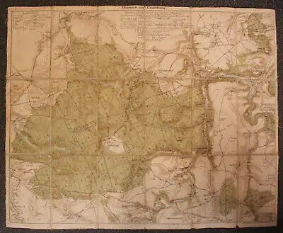 Orriginal Karte "Tharandt und Umgebung" um 1930 Sachsen Saxonica Ortskunde sf