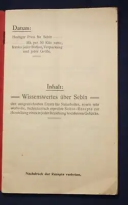 Petzold & Schliephacke Goldene Medaille auf Sebin 1907 Sebinrezepte   js 