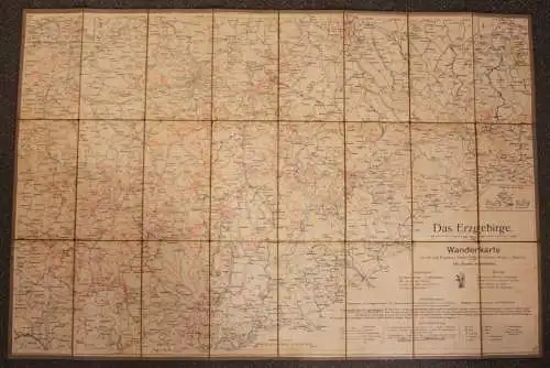 Orig. Wege-Karte für das Erzgebirge um 1910 Sachsen Saxonica Geografie sf