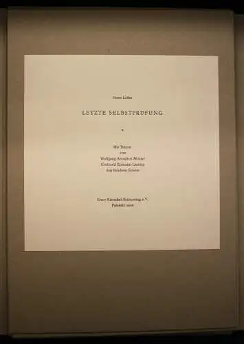 Horst Leifer Letzte Selbstprüfung 2006 mit Texten von Mozart, Lessing uw. sf