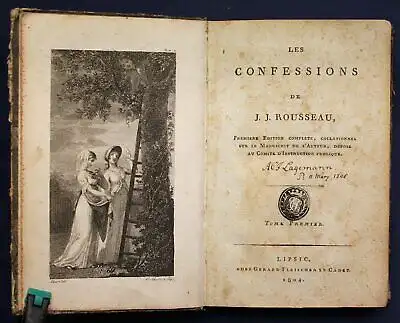 Rousseau Les Confessions (Geständnisse) 1. Band von 2 1804 Geschichte sf