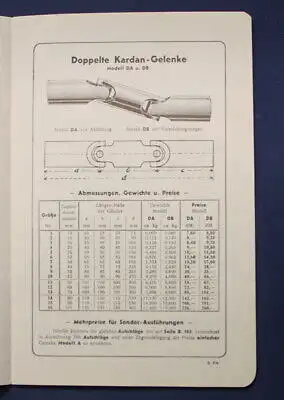 Wolfermann Sonderpreisliste über Kardan & Kugelgelenke 1936 Katalog Technik js