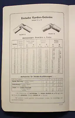 Wolfermann Sonderpreisliste über Kardan & Kugelgelenke 1936 Katalog Technik js