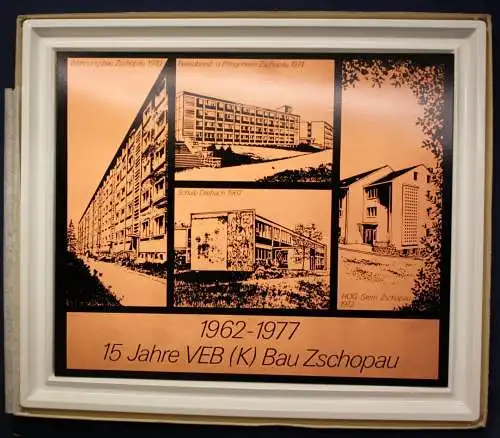 Original Plakette 15 Jahre VEB (K) Bau Zschopau um 1975 Antiquität sf