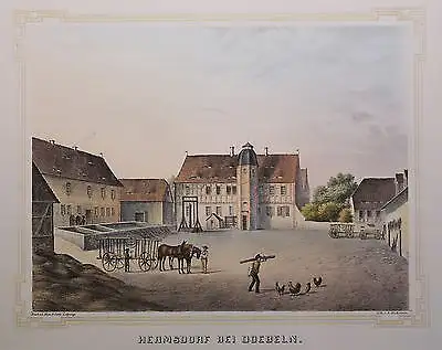 Lithografie Hermsdorf Doebeln Poenicke Schlösser & Rittergüter um 1855 Sachsen