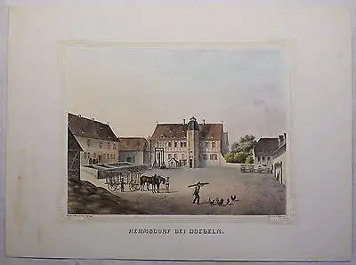 Lithografie Hermsdorf Doebeln Poenicke Schlösser & Rittergüter um 1855 Sachsen