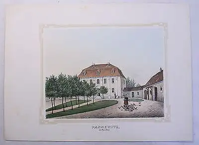 kolor. Lithografie Pannewitz Poenicke Schlösser & Rittergüter um 1855 Sachsen xz