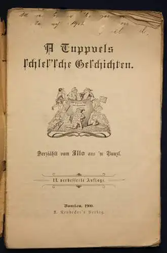 A Tuppoels Schles'sche Geschichten 1900 Belletristik Literatur Erzählungen sf