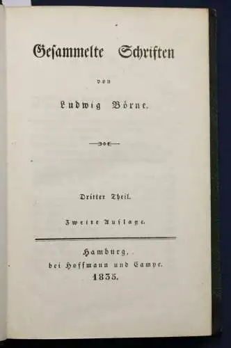 Börne's Gesammelte Schriften 3. & 4. Bd in einem 1835 Erzählungen Literatur sf