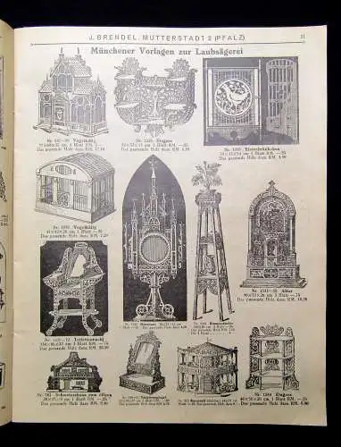 Werbezeitung von J. Brendel Nutzbringender Zeitvertreib Laubsägerei um 1920 sf