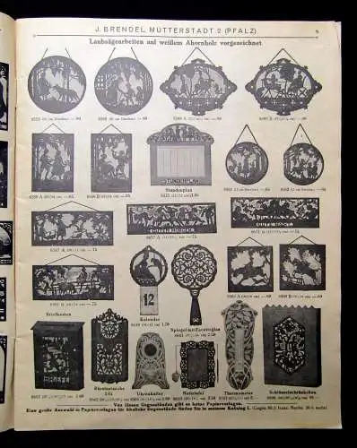 Werbezeitung von J. Brendel Nutzbringender Zeitvertreib Laubsägerei um 1920 sf