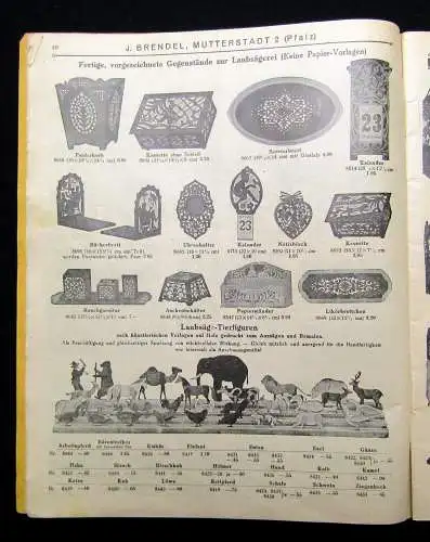 Werbezeitung von J. Brendel Nutzbringender Zeitvertreib Laubsägerei um 1920 sf