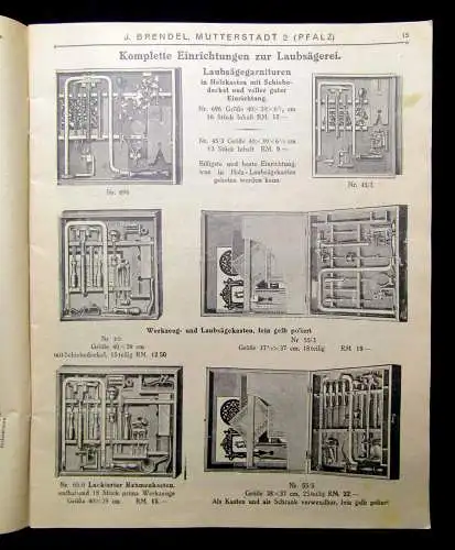 Werbezeitung von J. Brendel Nutzbringender Zeitvertreib Laubsägerei um 1920 sf