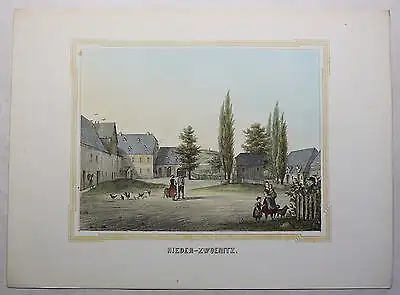 Lithografie Nieder-Zwoenitz Poenicke Schlösser & Rittergüter Sachsen um 1855 xz
