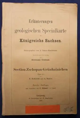 Orig.Karte Section Zschopau-Grünhainichen mit Erläuterungen 1905 Saxonica sf