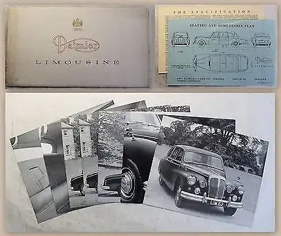Werbebroschüre Pressemappe Daimler Limousine mit 7 Fotoprints Oldtimer um 1965