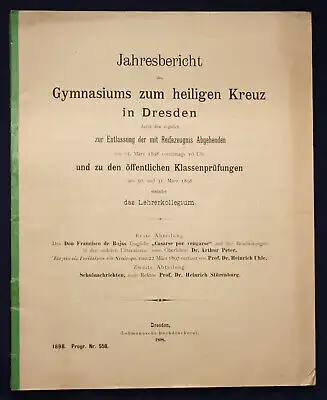 Jahresbericht des Gymnasiums zum heiligen Kreuz in Dresden 1898 Geschichte sf