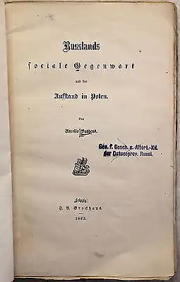 Aurelio Buddeus Russlands soziale Gegenwart & Aufstand in Polen 1863 Geschichte