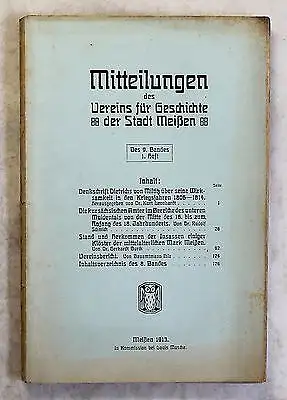 Mitteilungen Verein für Geschichte Meißen 9.Bd 1913 Militz Ortskunde Sachsen xz