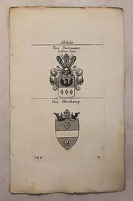 Kupferstich Wappen Familie Ritter von Wiebeking & Wildeisen 1825 Heraldik Bayern