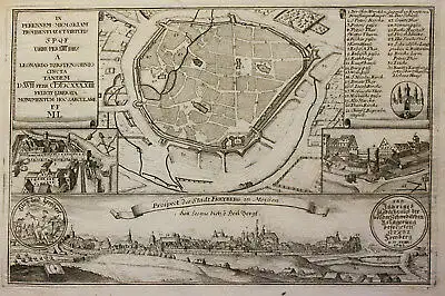 Kupferstichkarte von Bodenehr Prospect der Stadt Freyberg in Meißen 1743 sf