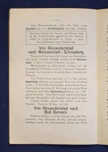 Der kleine 20 Pfennig- Führer von Alexandersbad ausgehend um 1890 Reisen js