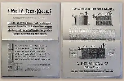 Altes Werbeblatt Fosse-Mouras System Helbig Zürich Kläranlage 1902 illustriert