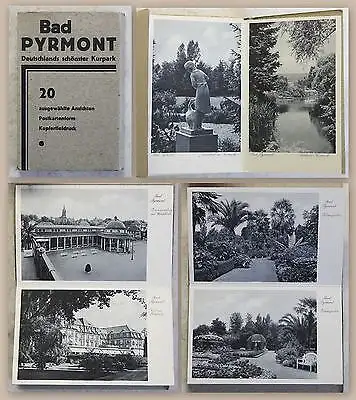 20 Ansichtskarten Postkarten Stadtansichten Bad Pymont Niedersachsen um 1935 xz