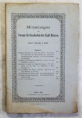 Mitteilungen Verein für Geschichte Meißen 7.Bd 1909 Apotheke Ortskunde Sachsen