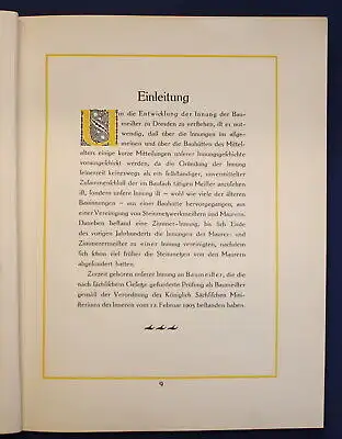 Festschrift Die Geschichte der Innung der Baumeister zu Dresden 1913 Handel js