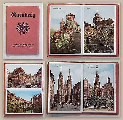 12 Postkarten nach Aquarellen Gollmann Stadtansichten Nürnberg Bayern um 1925 xz