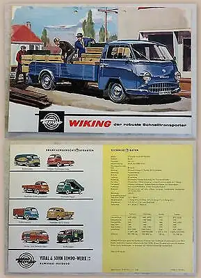 Werbeprospekt Broschüre Plakat Tempo Wiking Transporter Lastwagen um 1960 xz
