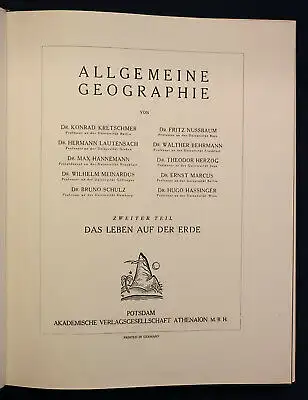 Klute Handbuch der geographischen Wissenschaften "Allgemeine Geographie" 1933 sf