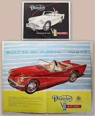 Werbeprospekt Broschüre Daimler V8 SP250 Roadster Sportwagen Oldtimer um 1960 xz